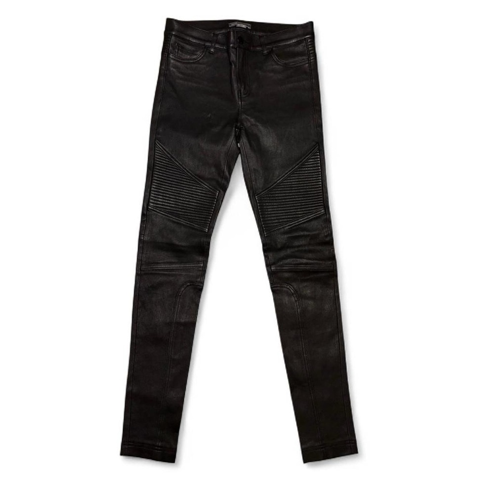 Vince black leather moto skinny pants size 4 buttery soft classic chic grunge